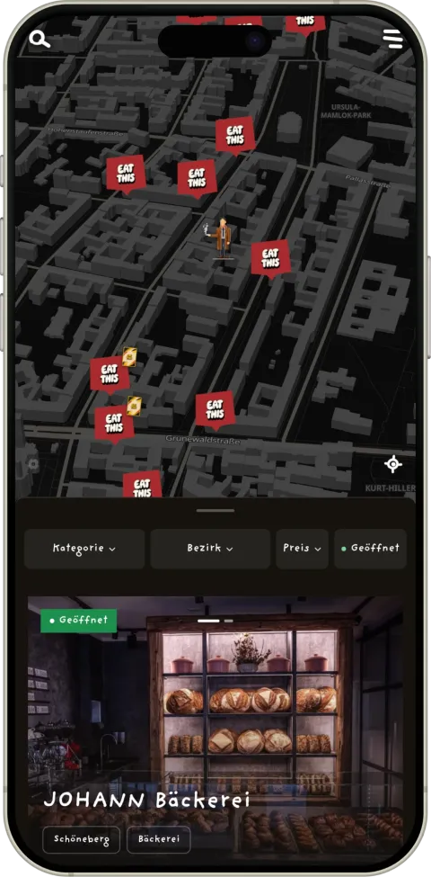 Die Eat This Berlin Food Map auf dem Handy
